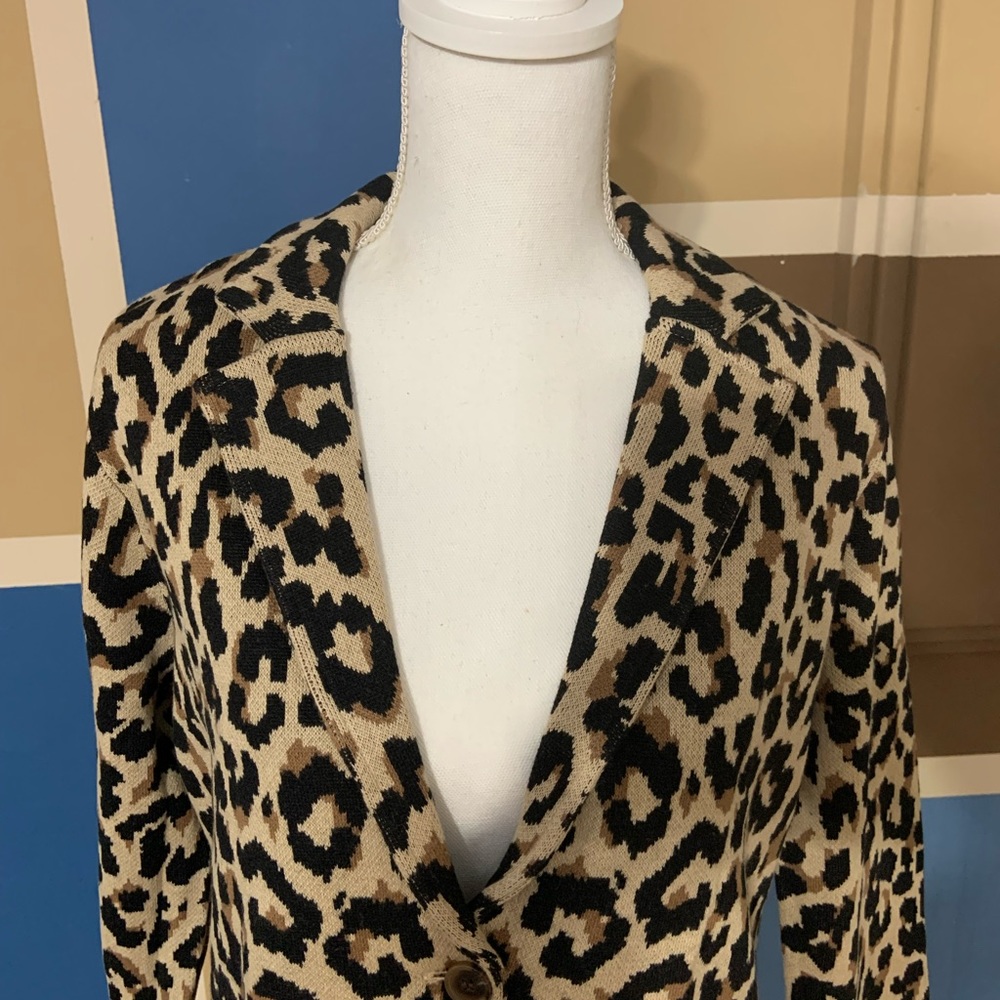SOLD!!JCREW LEOPARD PRINT SWEATER BLAZER - Picture 5 of 9